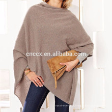 15PKCSP07 Lady outono inverno moda luz 100% suéter de cashmere lã poncho